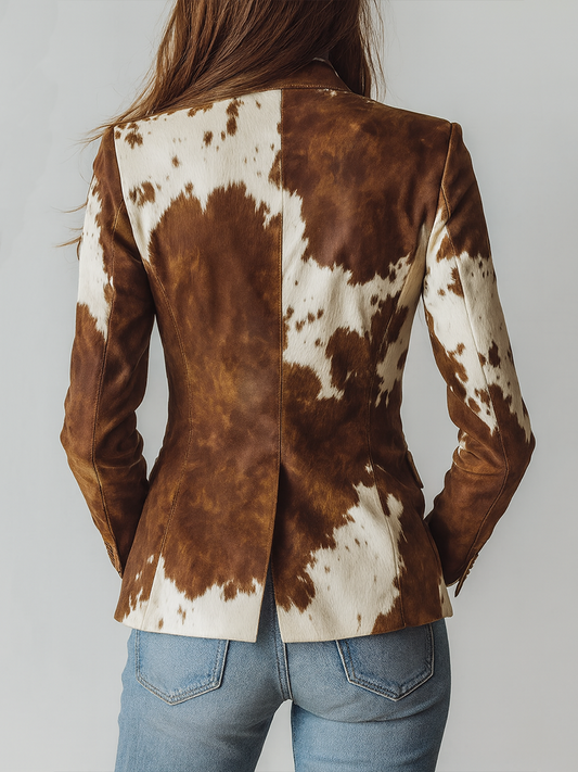 Annette | Eco-Friendly Vintage Cow Print Blazer