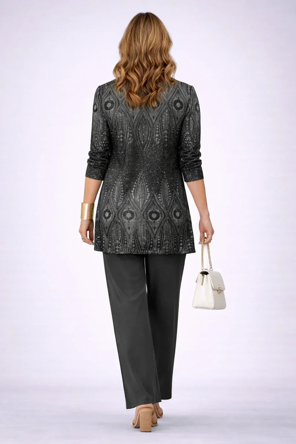 Vera | Ensemble trois pièces paisley noir & argent