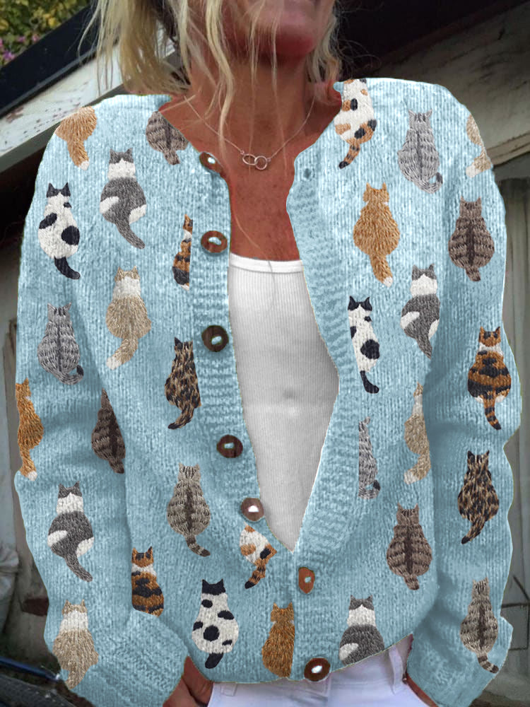 Charlotte™ | Cardigan douillet à imprimé chats