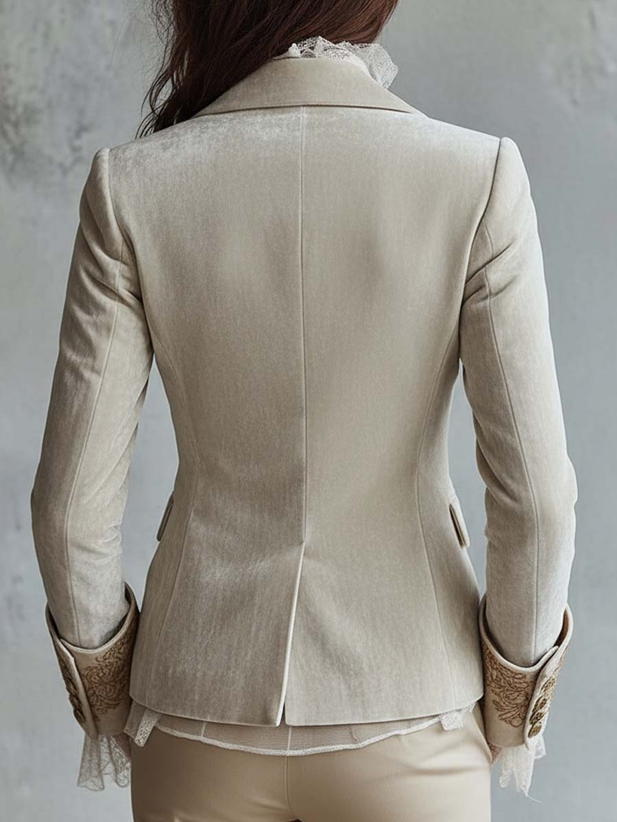 Geraldine | Ivory Embroidered Tailored Blazer