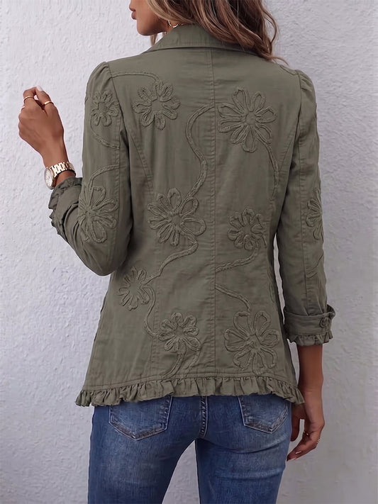 Bernice | Boho Floral Embroidered Utility Jacket