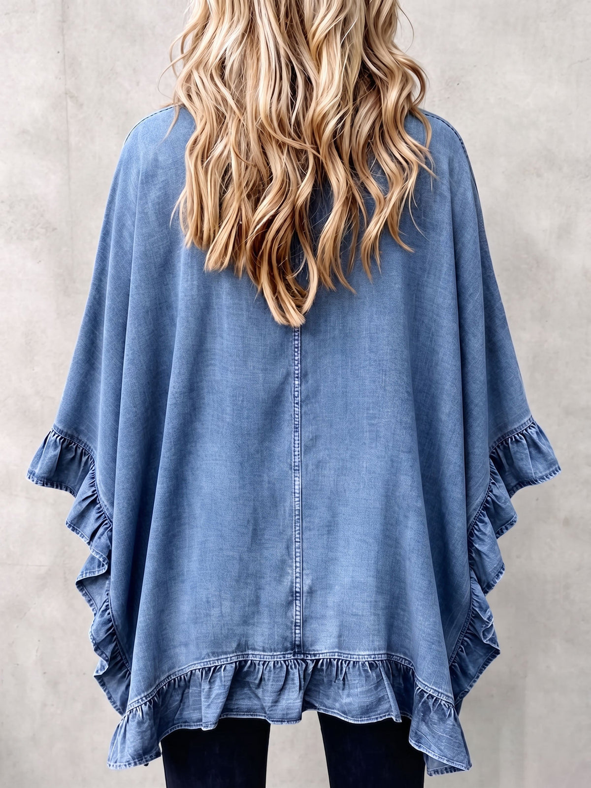 Corinne | Cardigan bohème chic en denim à volants