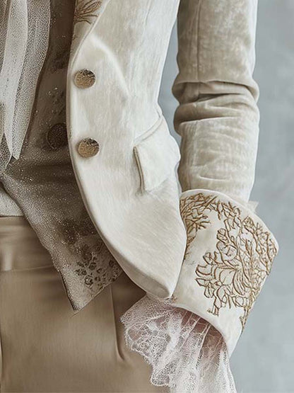Geraldine | Ivory Embroidered Tailored Blazer