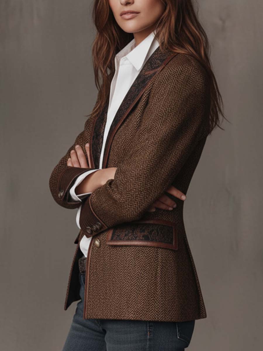 Bridget | Blazer à empiècements et imprimé chevrons