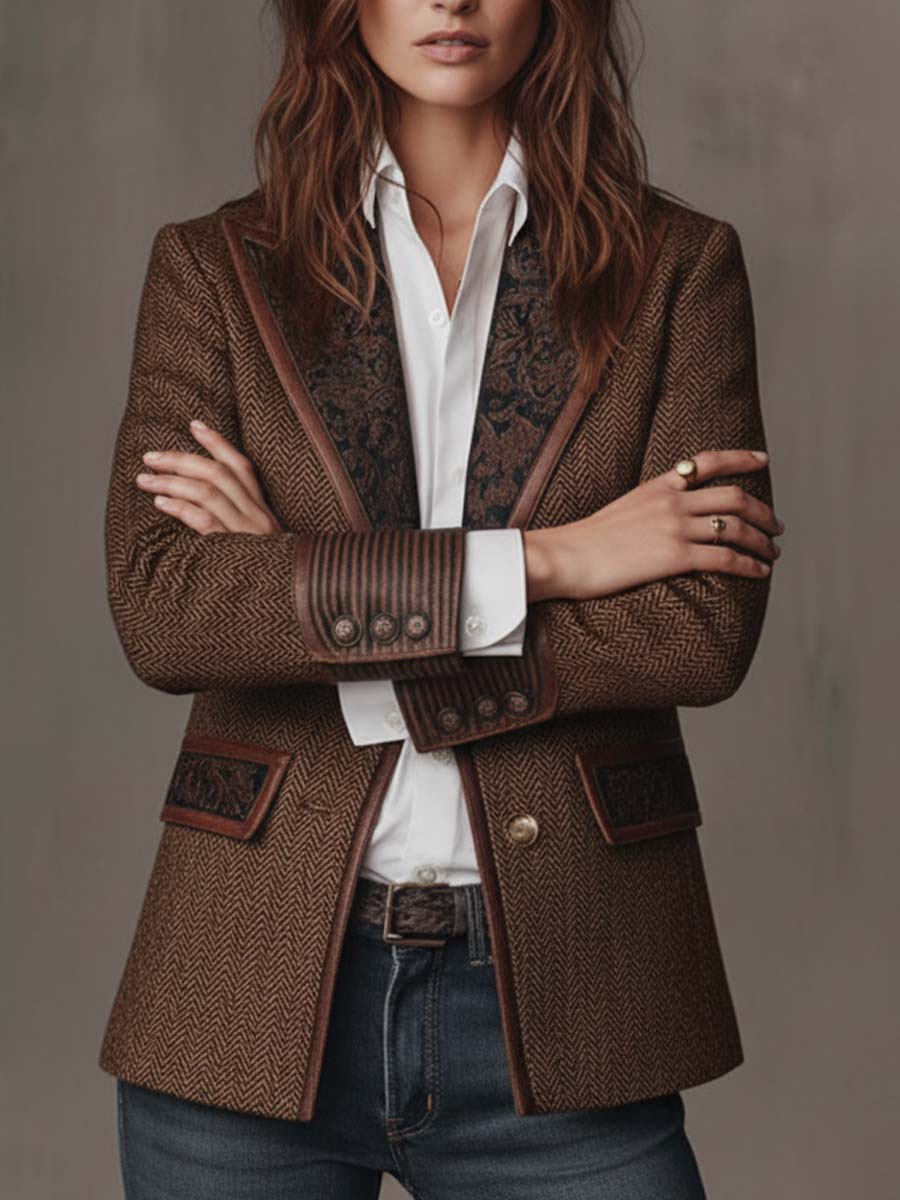 Bridget | Blazer à empiècements et imprimé chevrons