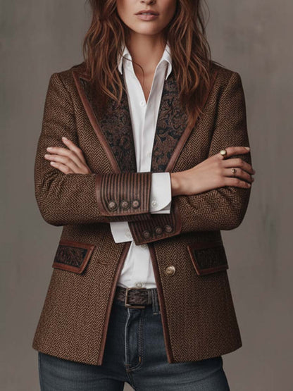 Bridget | Blazer à empiècements et imprimé chevrons
