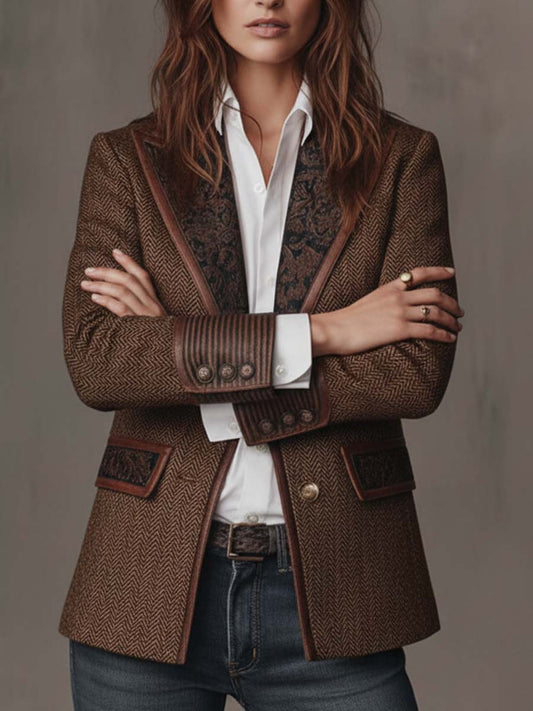 Bridget | Blazer à empiècements et imprimé chevrons