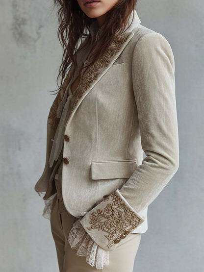 Geraldine | Ivory Embroidered Tailored Blazer
