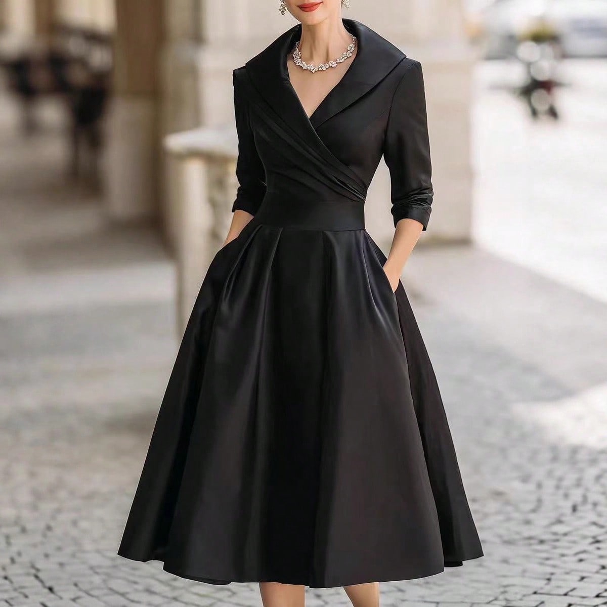 Adeline | Robe midi portefeuille à col châle