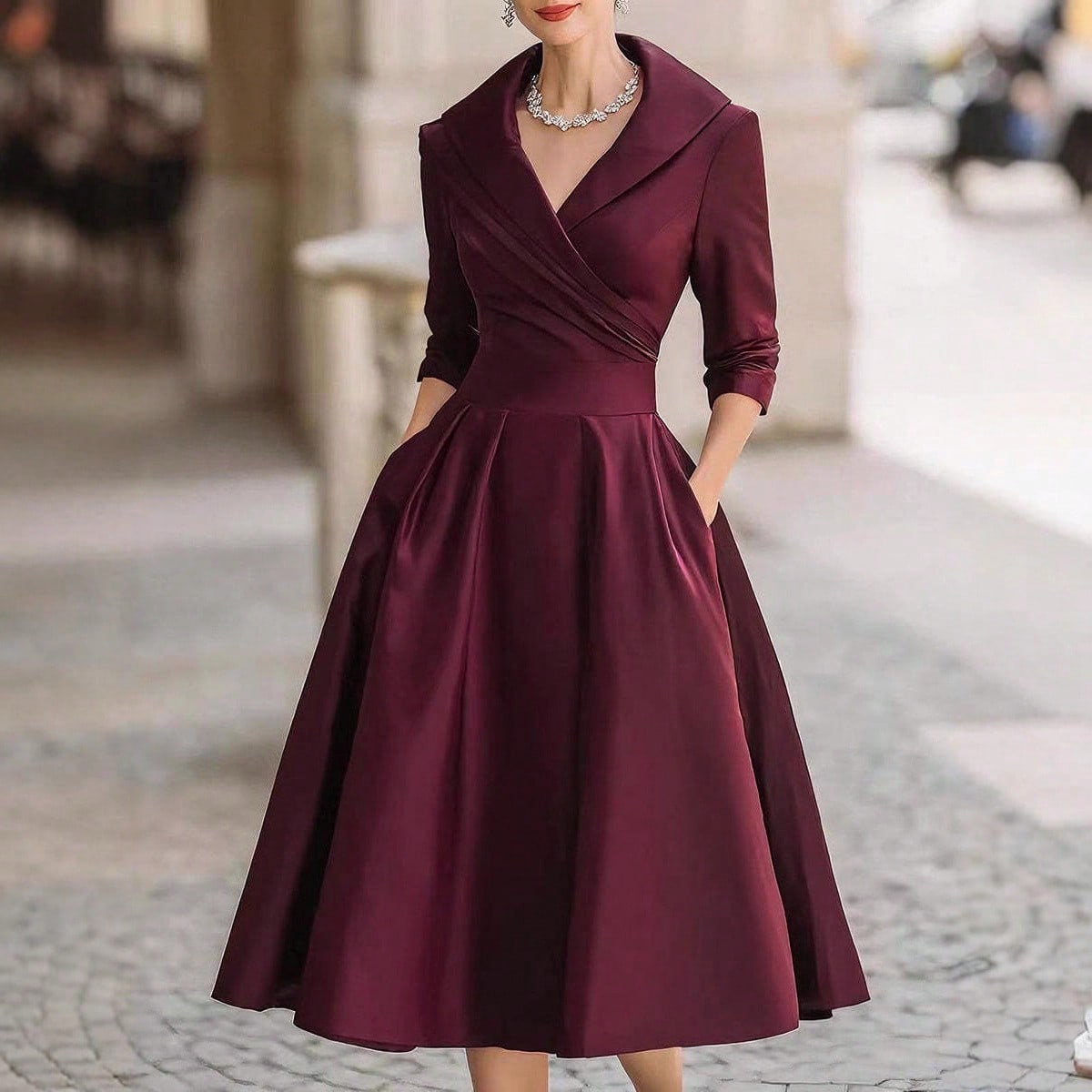 Adeline | Robe midi portefeuille à col châle
