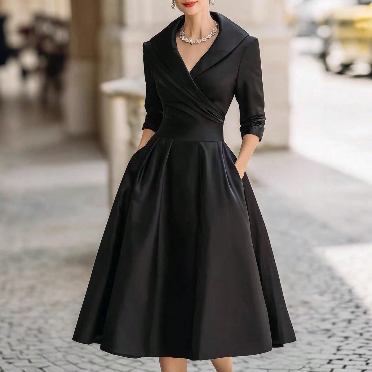 Adeline | Robe midi portefeuille à col châle