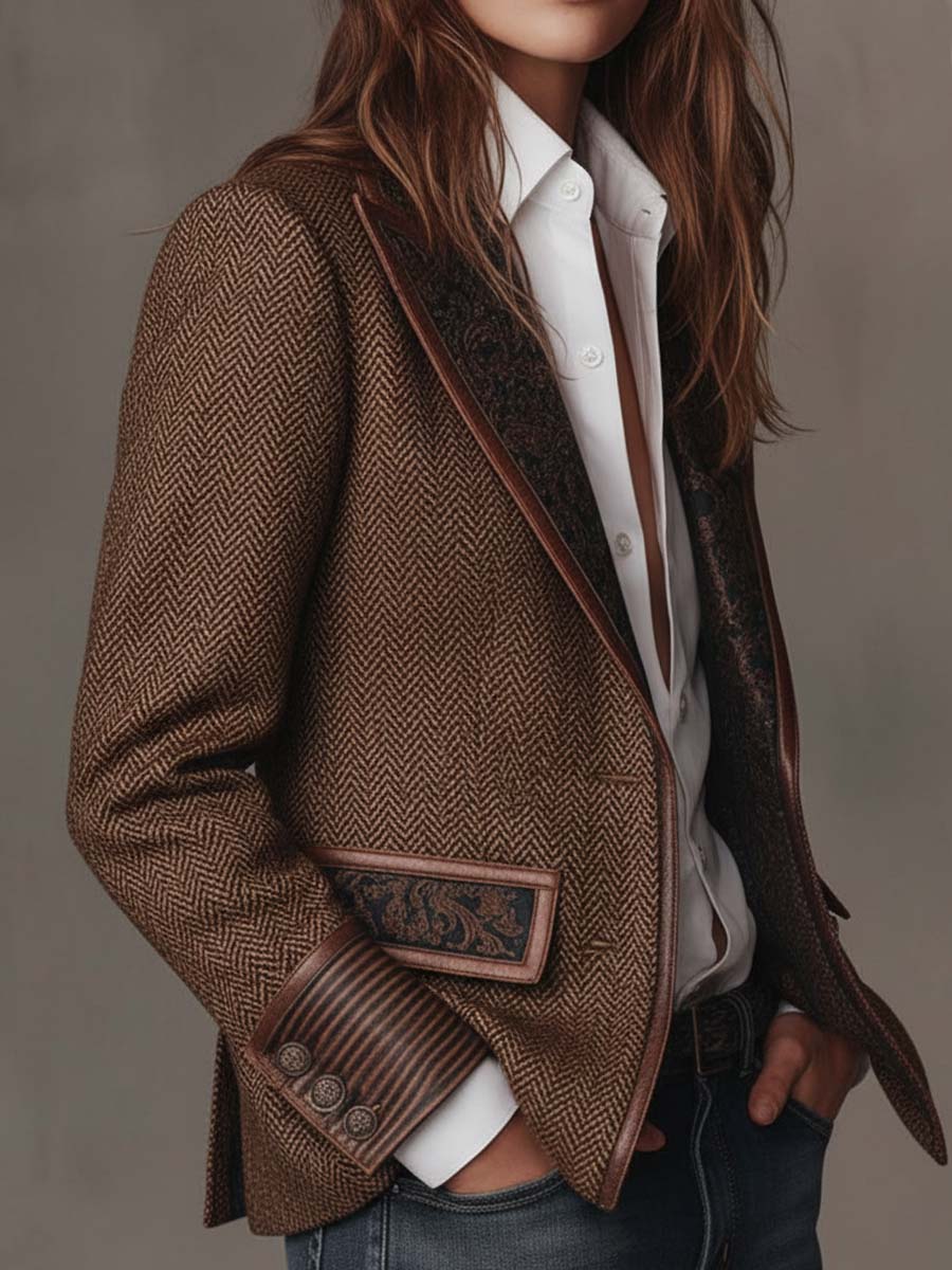 Bridget | Blazer à empiècements et imprimé chevrons