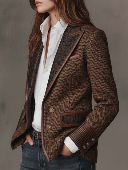 Bridget | Blazer à empiècements et imprimé chevrons