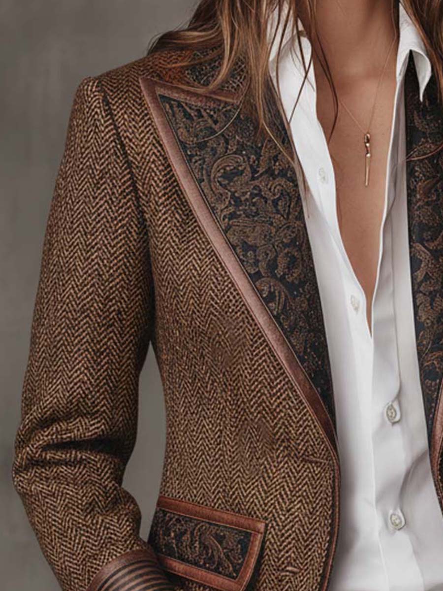 Bridget | Blazer à empiècements et imprimé chevrons