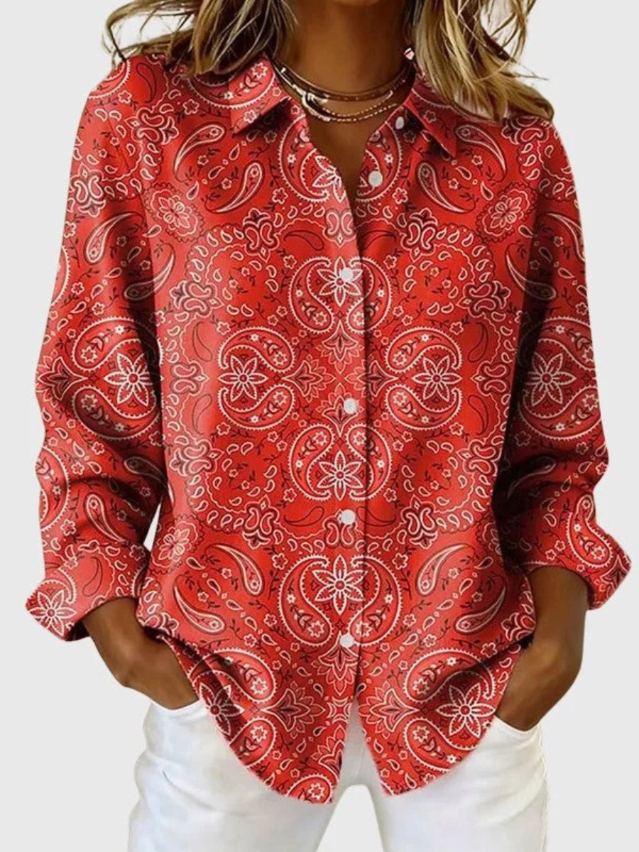 Jeanne | Blouse boutonnée à motif cachemire