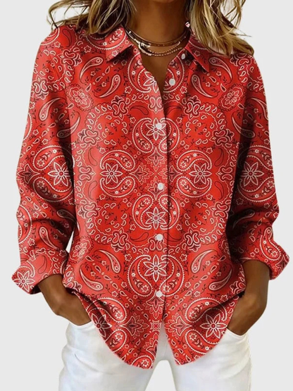Jeanne | Blouse boutonnée à motif cachemire