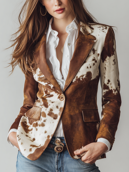Annette | Eco-Friendly Vintage Cow Print Blazer