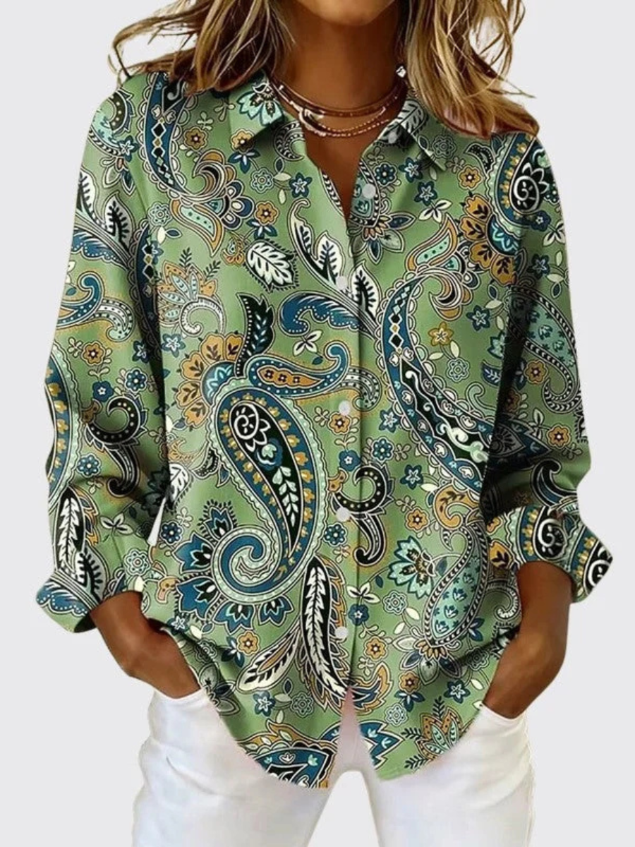 Jeanne | Blouse boutonnée à motif cachemire