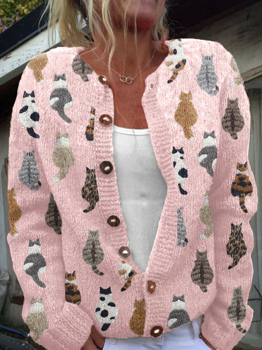 Charlotte™ | Cardigan douillet à imprimé chats