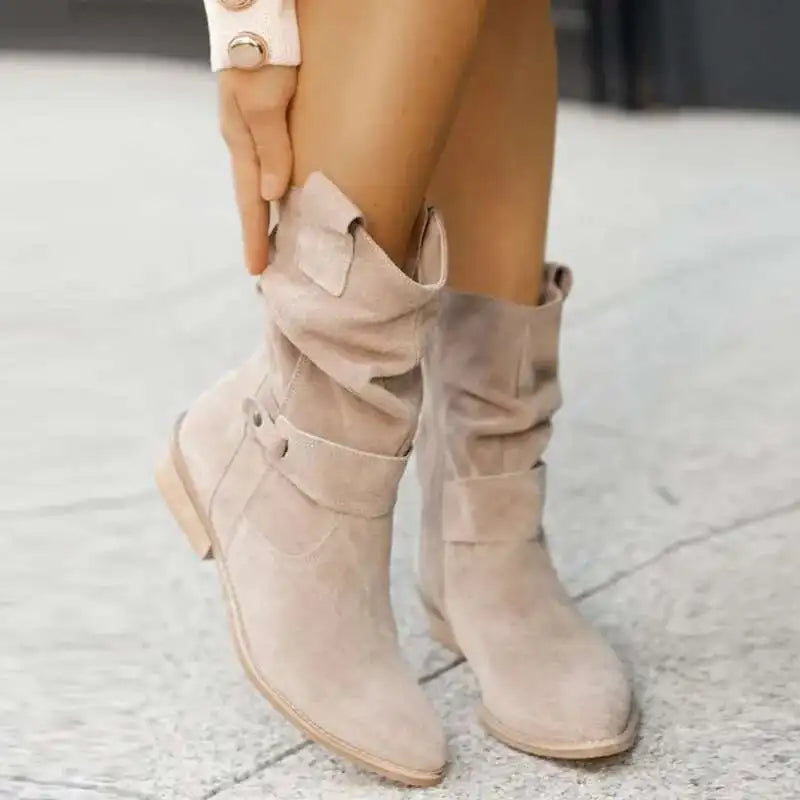 Bottes hautes en daim pour femme