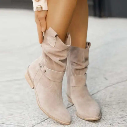 Bottes hautes en daim pour femme