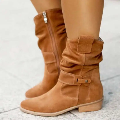 Bottes hautes en daim pour femme