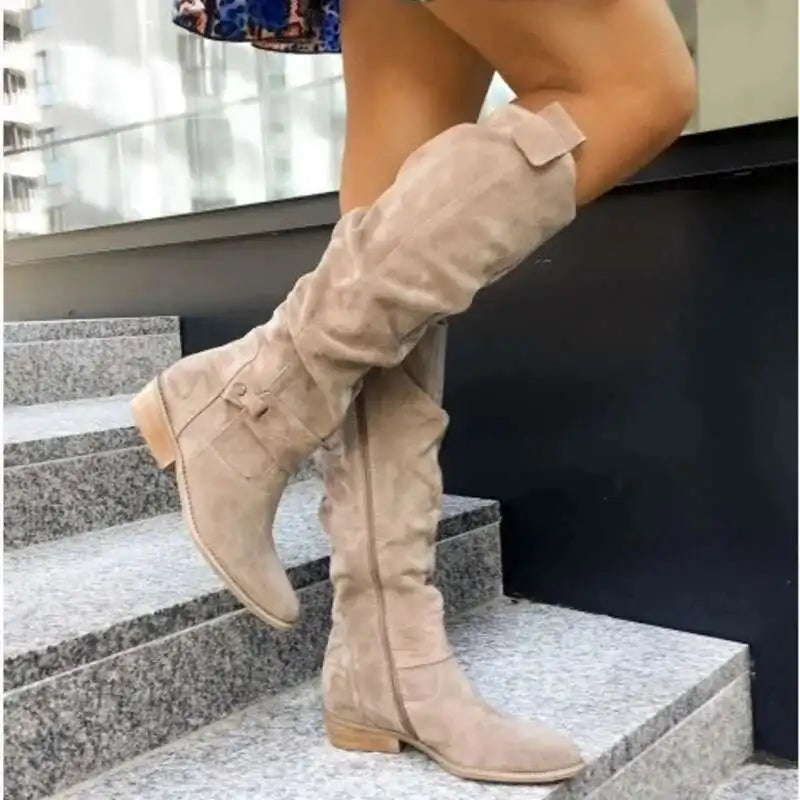 Bottes hautes en daim pour femme