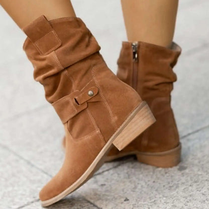 Bottes hautes en daim pour femme