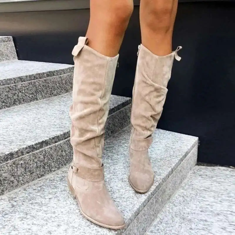 Bottes hautes en daim pour femme