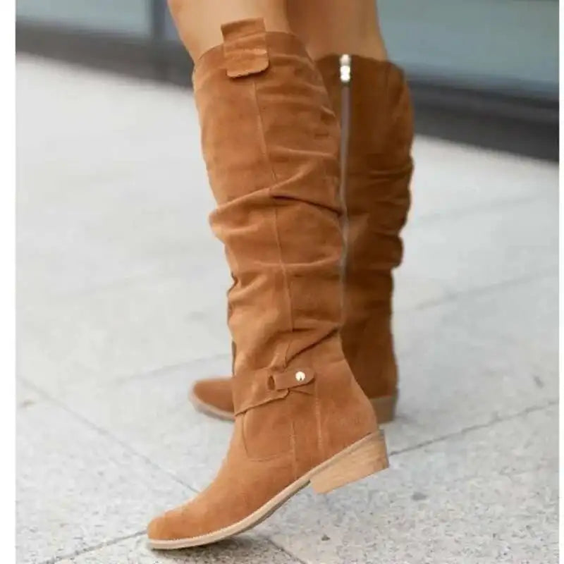 Bottes hautes en daim pour femme