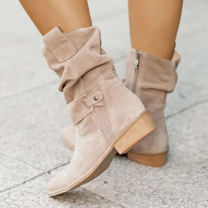 Bottes hautes en daim pour femme