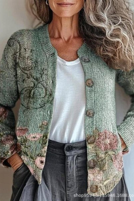 Petronella™ | Floral Patchwork Knit Cardigan