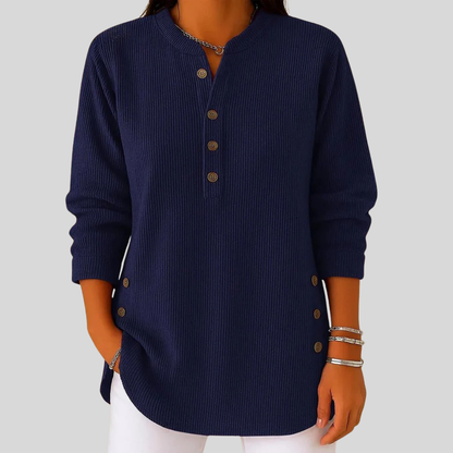 Amber | Women’s Button-Detail Crewneck Sweater