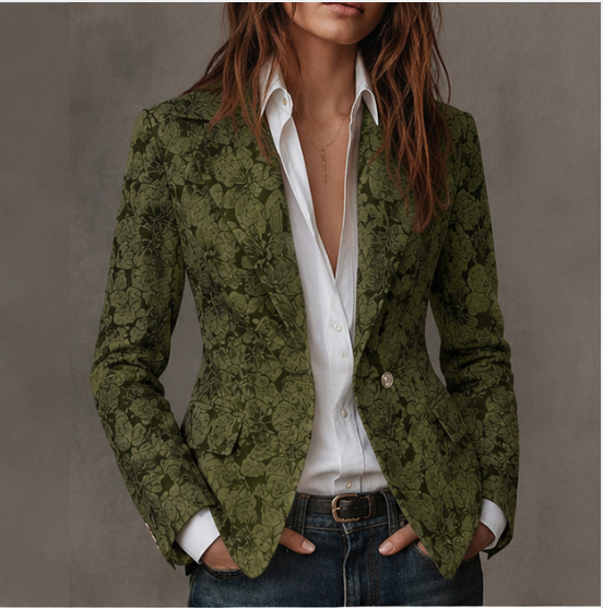 Kathleen | Blazer ajusté en jacquard à motif cachemire
