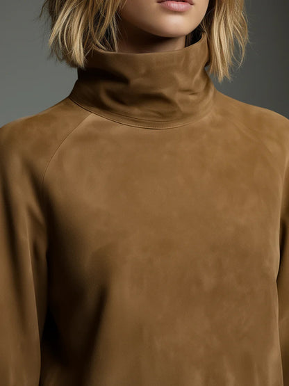 Savannah | Oversized Suede Mini Dress with High Neck