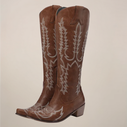 Bottes de cowboy hautes brodées pour femme