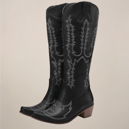 Bottes de cowboy hautes brodées pour femme