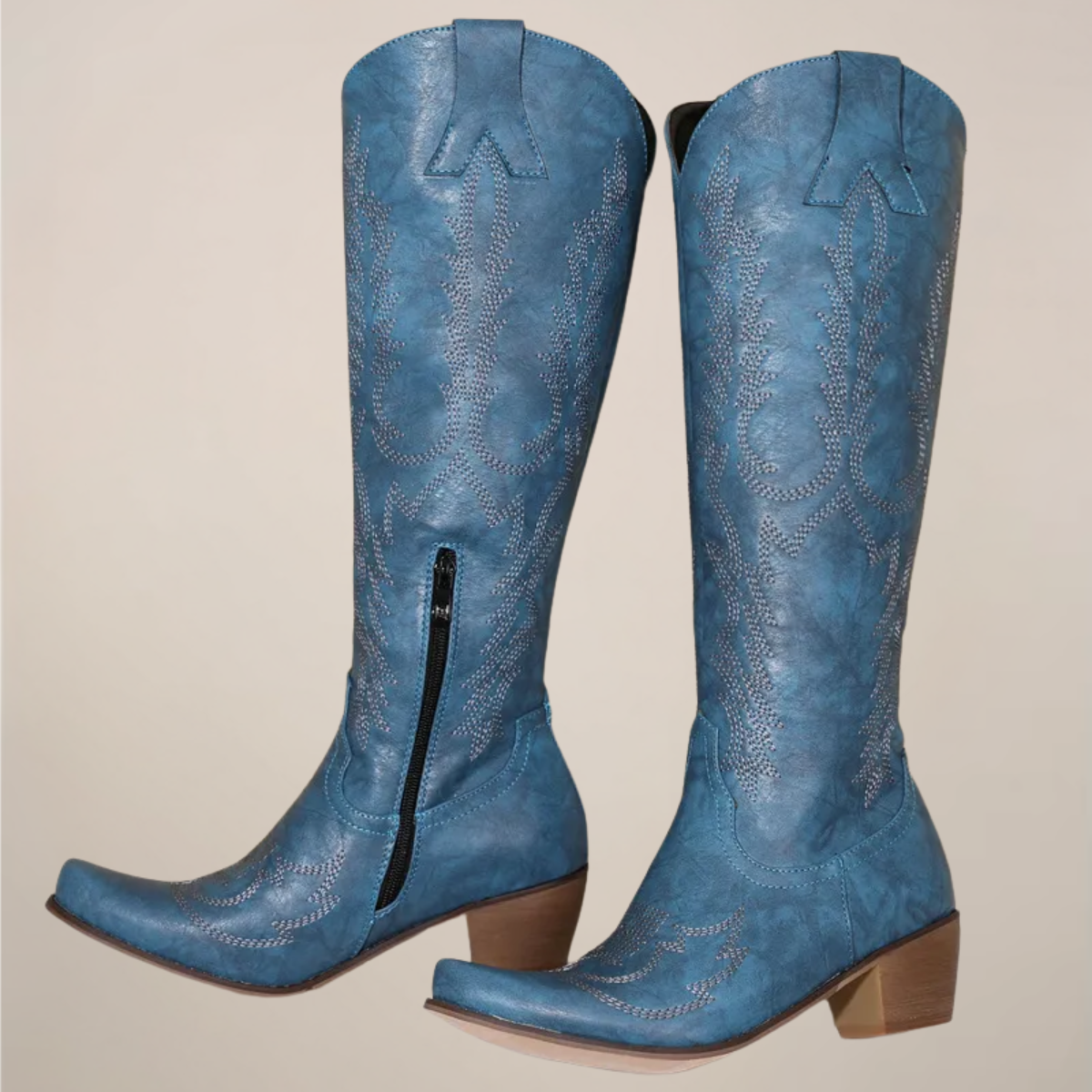 Bottes de cowboy hautes brodées pour femme