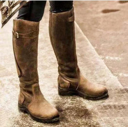 Women's Winter Waterproof Leather Riding Boots