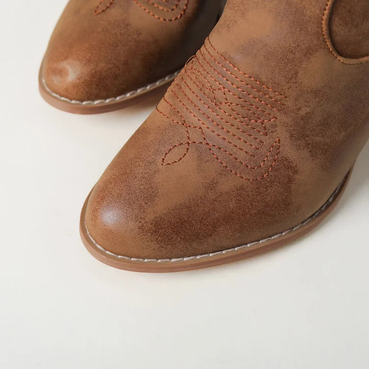 Bottes de cowboy hautes marron pour femme