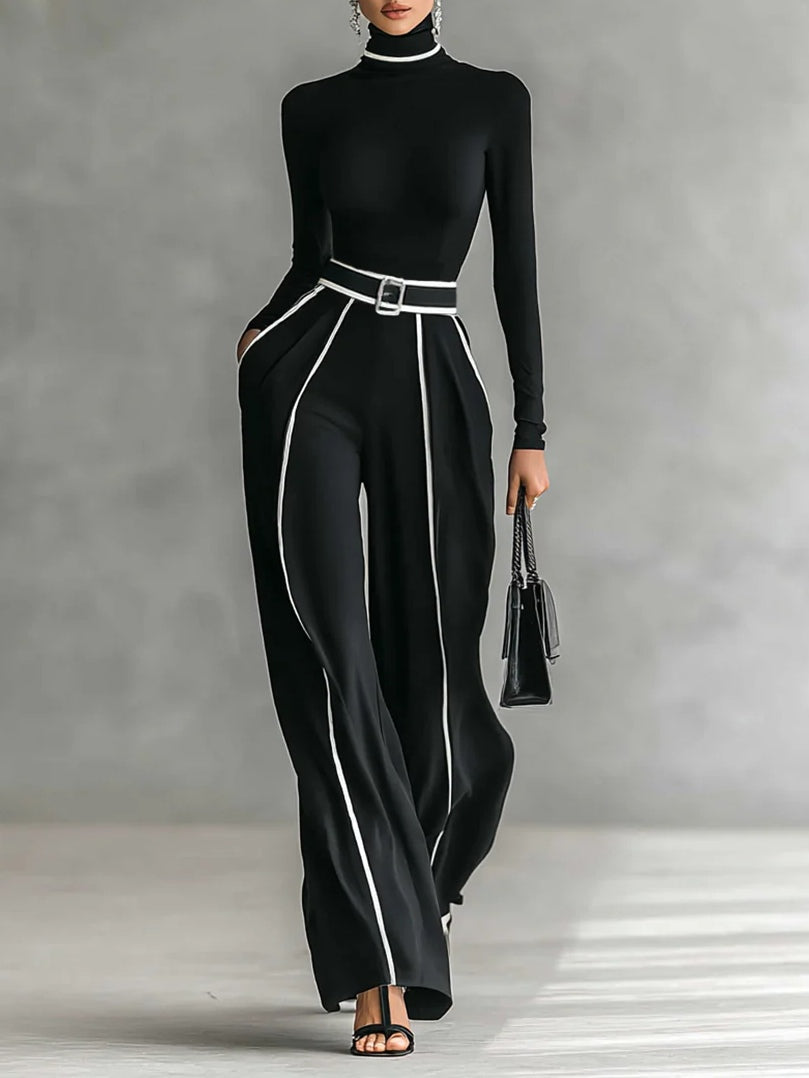 Shirley | Ensemble élégant à col montant et pantalon large