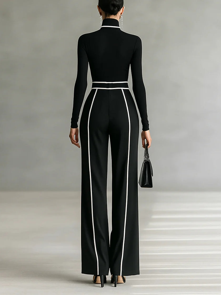 Shirley | Ensemble élégant à col montant et pantalon large