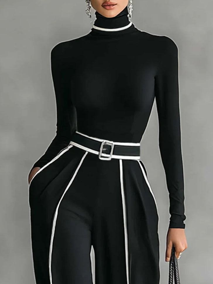 Shirley | Ensemble élégant à col montant et pantalon large