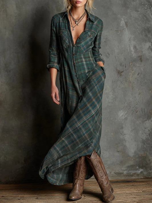 Elsie | Long Plaid Dress