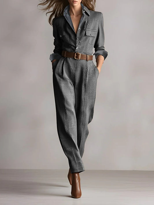 Katherine | Women's Plaid Tweed Jumpsuit
