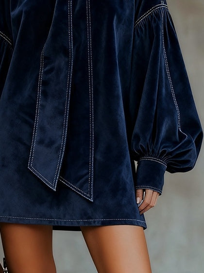 Lucy | Mini-robe en velours à nœud