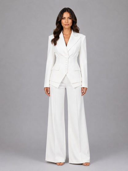 Bérénice | Ensemble deux pièces avec blazer cintré et pantalon palazzo