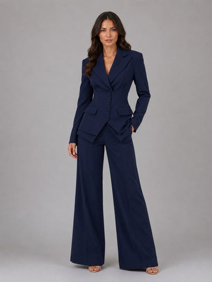 Bérénice | Ensemble deux pièces avec blazer cintré et pantalon palazzo