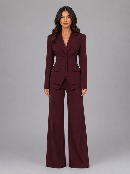 Bérénice | Ensemble deux pièces avec blazer cintré et pantalon palazzo