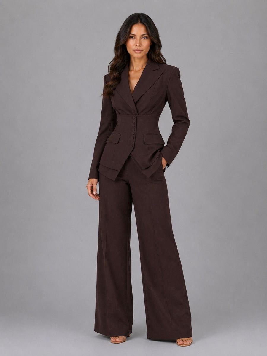 Bérénice | Ensemble deux pièces avec blazer cintré et pantalon palazzo